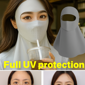 Female Summer Ice Silk Full Face Mask Sunscreen Neck Protector UV Mask Riding female summer full face UV protection neck protector mask