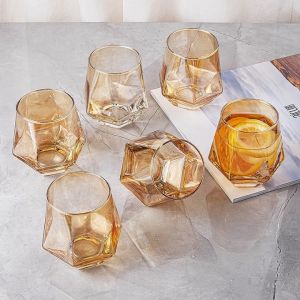 Bộ 6 Ly Cốc Thuỷ Tinh Kim Cương Lục Giác Chịu Nhiệt Deli 310ML Hàng Cao Cấp