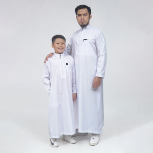 KHOIRUMMAH Jubah Khalifah Couple - Gamis Ayah Dan Anak - Jubah Polos Lengan Panjang - Navy