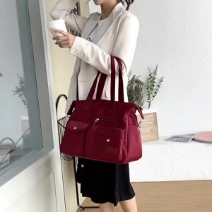 Cross-border nylon womens bag new solid color casual fashionable fresh large capacity shoulder crossbody and handbag multi-functional womens bag