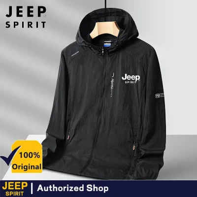 JEEP SPIRIT sports jacket ultra light mens motorcycle fishing and sun protection suit zippered placket soft windproof jacket street clothing