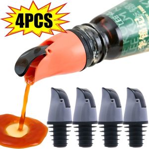 4PCS Sauce Nozzle Seasoning Bottle Plug Tool Automatic Opening Anti Leakage Lid Kitchen Accessories