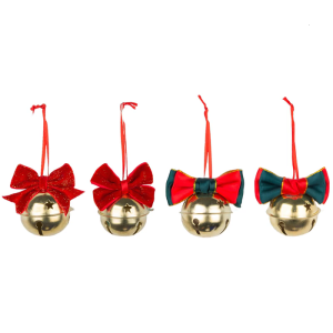 Reusable Holiday Bells With Velvets Fabric Ribbons Metal Christmas Decoration For Indoor Outdoor Celebration