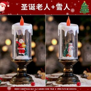 RF studio 圣诞节装饰品圣诞树发光水晶球新款小夜灯桌面摆件蜡烛灯礼物