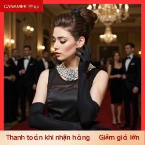 CS Cao đàn hồi Spandex mặt trời bảo vệ Găng tay dài bên hộp đêm hiệu suất đám cưới găng tay màu đen