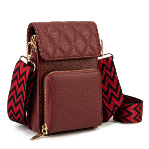 Printed wide shoulder strap big capacity phone bag PU leather sling bag with multi-card card holder womens shoulder bag