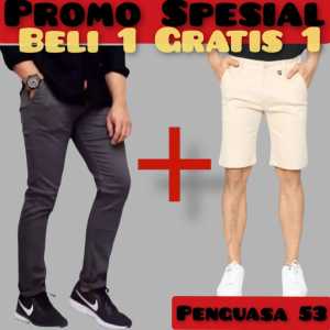DISKON SPESIAL 1 PAKET ISI 2 PIS CELANA CHINO PANJANG - CELANA PENDEK PRIA CHINOS