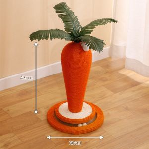 MYANDPET Cat Scratching Post Sisal Rope Climbing Tower Carrot Design Durable Interactive Indoor Pet Furniture Rumah Tangga