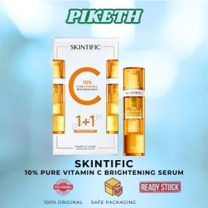 SKINTIFIC - 10% PURE VITAMIN C BRIGHTENING SERUM ( 10 g ) - Serum Wajah Fresh Potent Powder Liquid