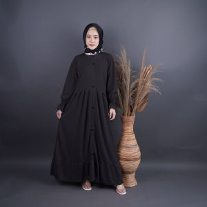 AQILA - Gamis Alesha | Gamis Polos | Gamis Muslim Kancing | Maxy Dress | Baju Muslim Wanita
