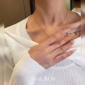 Rantai Leher Clover Titanium Steel Necklace Elegant Non‑Fading Clavicle Necklace Minimalist Gift