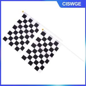 CISWGE 5x màu đen và trắng cờ rô đua biểu ngữ Polyester Cờ Tay tín hiệu cờ
