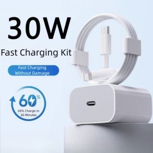 PD 30W Fast Charger and Power Adapter with USB C To IOS Cable Quick Charge 3.0 Compatible