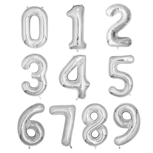 1pcs 16"/17" Inch Inflatable Aluminium Number Foil Balloon Silver Birthday Party Decoration Belon Nombor