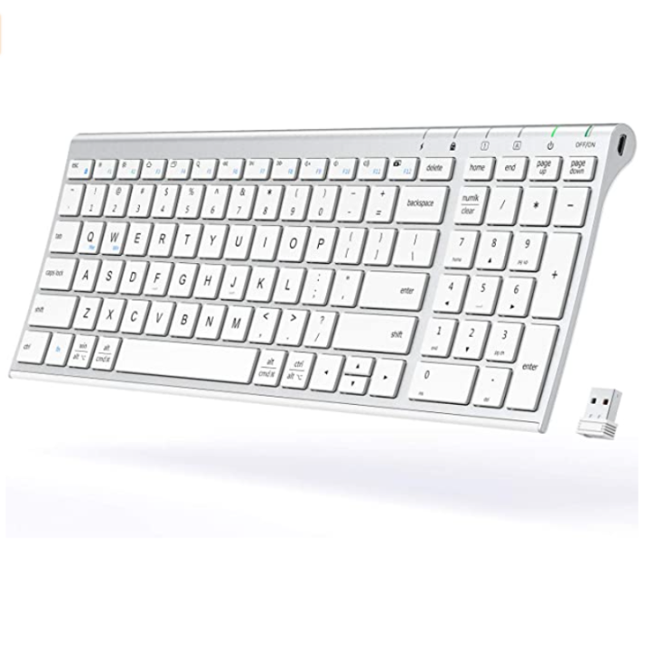 iClever Wireless Keyboard GKA22S Rechargeable White Keyboard with