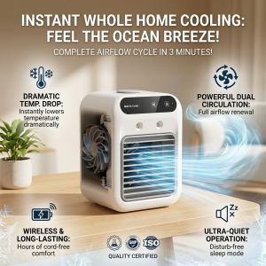 Portable Air Conditioner Desktop Air Cooler with Cooling Mist Spray Personal Air Conditioner Fan USB Mini Cooler Fan for Room Office Home Table