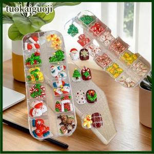 tuokaiguoji 12 Grid Christmas Series Nail Art Jewelry Cartoon Santa Claus Elk Snowman Nail Charms Resin Nail Art Decoration DIY Nails Designs