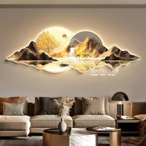 (ẢNH CHỤP) Tranh treo tường đèn led non hùng vĩ 18 uv trang trí decor phòng khách quà tặng