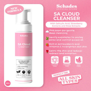 Schades SA Cloud Cleanser with Salicylic Acid Strawberry and Rose Extracts | 150ml Gentle Facial Wash | Sulfate Free and Paraben Free | For All Skin Types|  Deep Cleansing Sensitive Acne