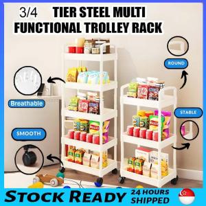 【LOCAL STOCK-Deliver in 2-3 days】Removable Trolley Cart OrganizerRack Organizer Bathroom Organizer Rack 3/4Layer Kitchen Rack With Wheel Moving Storage Cart