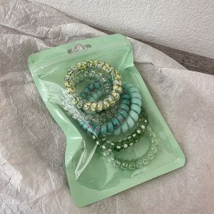 6PC กระเป๋าสายศัพท์แหวนผมผู้หญิงเชือกผมโปร่งใสสีเยลลี่ที่คาดผมผู้หญิงยางรัดผมผู้หญิงG3259