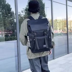 Large Capacity Fashion Backpack for Men Women Casual Travel School Bag Multi Pocket Laptop Backpack with Flap Cover and Side Pockets