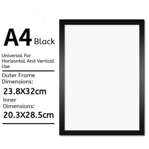 24Pcs Magnetic Photo Frame A4 Self Adhesive Wall Frame Reusable Picture Certificate Display Decor