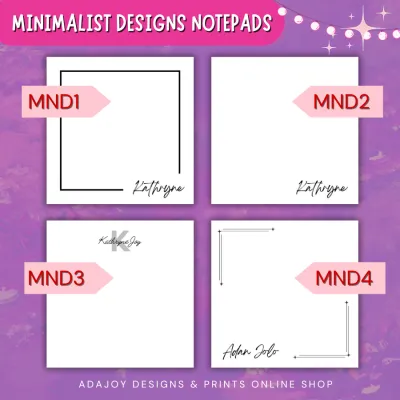 Personalized Minimalist Notepads 3in x 3in FREE Name Layout
