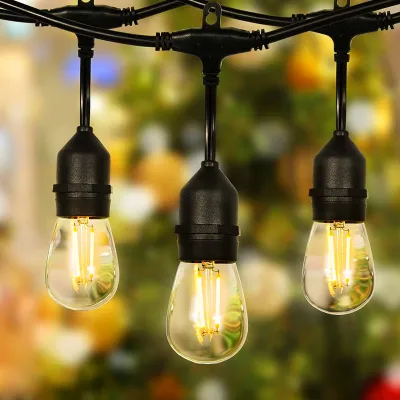 【COD/24H SHIP】solar light outdoor waterproof Edison Bulb Solar String Lights with solar panel 48ft / 10 Meters 20 Bulbs Vintage Edison Bulbs Patio LED Light Bulb Fairy Lights Lamp Garden Light Solar Christmas Light Outdoor / Indoor For Patio Holiday