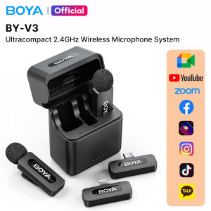 BOYA BY-V3 Wireless Microphone | Noise Cancelling Mic | Lapel Mini Mic | ENC Noise Reduction | With Output Speakers