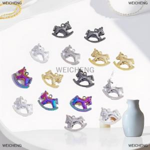 [COD] WEICHENG 5Pcs 15x17MM Zinc Alloy Electroplated Rocking Horse Pendant Charms For DIY Necklace Bracelet Earrings Jewelry Accessories Making