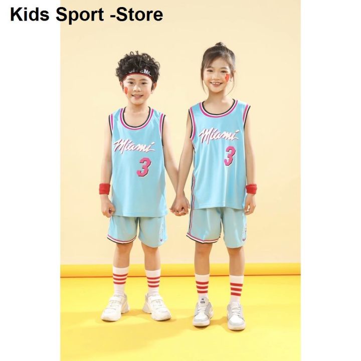 Ready Stock High Quality Dri FIT Basketball Jersey Set Sports Clothing for Children Youth Kids NBA Miami Heat 3 Dwyane Wade Jersey Lazada PH