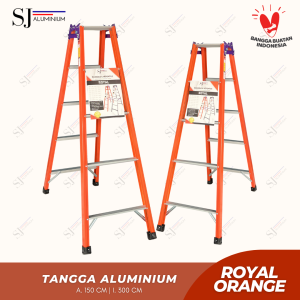 ROYAL - Tangga Lipat Aluminium Jumbo Multifungsi 5 Ukuran - Aluminium Ladder Royal Orange - 15 M / 175 M / 2 M / 25 M / 3 M