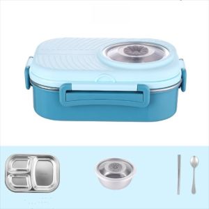 NEXASHOP 1000ml Thermal Lunch Box Stainless Steel Leak-Proof Food Soup Container Creative Triple Grid Insulated Box for OfficeSchool