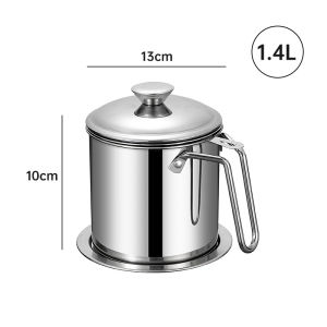 Nipiin Stainless Steel Oil Strainer Pot With Lid Oil Storage Jug With Filter Kitchen Filter Oil Bottle