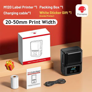 Máy in nhiệt mini cầm tay bluetooth Phomemo M120 tương thích với điện thoại và máy tính cho in tem mã vạch nhãn dán logo sticker