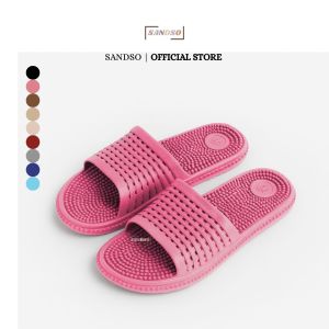 SandSo Q27L Polos Sandal Wanita Karet Kesehatan Terapi Pijat Refleksi Teplek Flat Anti Air Licin