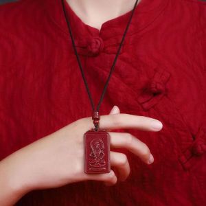 已开光 招财项链 Fortuna Cinnabar Genuine Eight Guardian Spirits Pendant High Content Crystal Purple Gold Sand Men and Women Innate Life Buddha Twelve Zodiac Necklace Gift 朱砂真品八大守护神吊坠高含量晶体紫金砂男女本命佛十二生肖项链