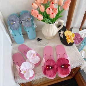 JEWELS1 Beach Flower Flip Flops Waterproof Vacation Moth Orchid Sandals Holiday Shoes Butterfly Orchid Slippers Girls