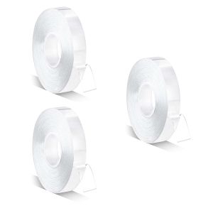 ELANE 3 Rolls Nano Tape Double Sided Heavy DutyClear Double Sided Tape Heavy Duty OutdoorDouble Sided Tape Heavy Duty for Wall Hanging（9.85FT/Roll）