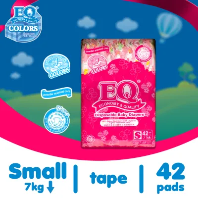 EQ Colors Small (3-7 kg) - 42 pcs x 1 pack (42 pcs) - Tape Diapers