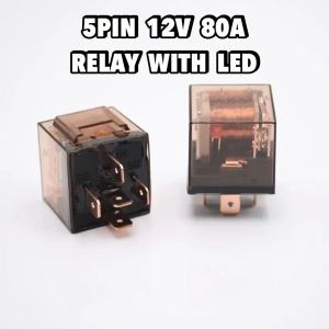 1PCS 12V 80A 5 PIN LED Relay Waterproof Pure Copper Lima Kaki Horn Relay Lampu Kereta