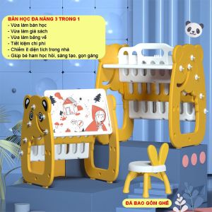 Bàn học trẻ em Giá sách Bảng vẽ cho bé 1-5 tuổi kèm ghế BANHOC0188