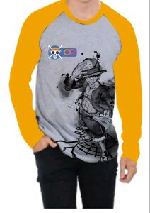 KAOS RAGLAN PRIA LUFFYY TOPI logo DTF \ KAOS RAGLAN PRIA LENGAN PANJANG ATASAN PRIA / KAOS MURAH / KAOS DISTRO / KAOS SIMPLE / T-SHIRT PRIA