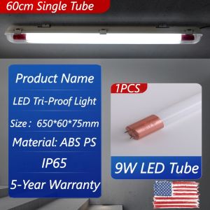 Aluminum Plastic T8 Tube Tri-Proof Lamp 9W/18W 20000Hrs Long Life IP65 for Factory Workshop Lighting