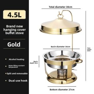 MUSCLEX 4.5/9L Warmer Food Chafing Dishes Stainless Steel Hanging Cover Buffet Dining Stove Luxury Insulation Serving Tray Buffet Catering