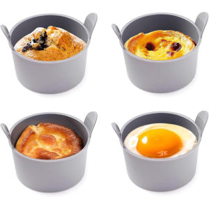 4Pcs Air Fryer Egg Poacher Cups Silicone Cake Muffins Cupcakes Moulds Baking Custard Tart Pie Desserts Egg Poaching Maker