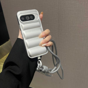 Case For Google Pixel 10 Pro 9 8 7 6 A Pixel9 3D Puff Down Jacket Texture Design with Hanging Rope Phone Back Cover