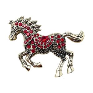 Elegant Enamel Horse Brooch with Sparkling Rhinestones Zinc Alloy Clothing Accessory for Formal Event