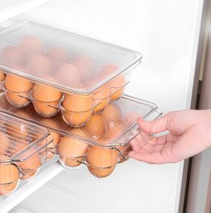 Kotak Penyimpanan Telur bening organizer Box telur TY0643 Penyimpanan telur di kulkas